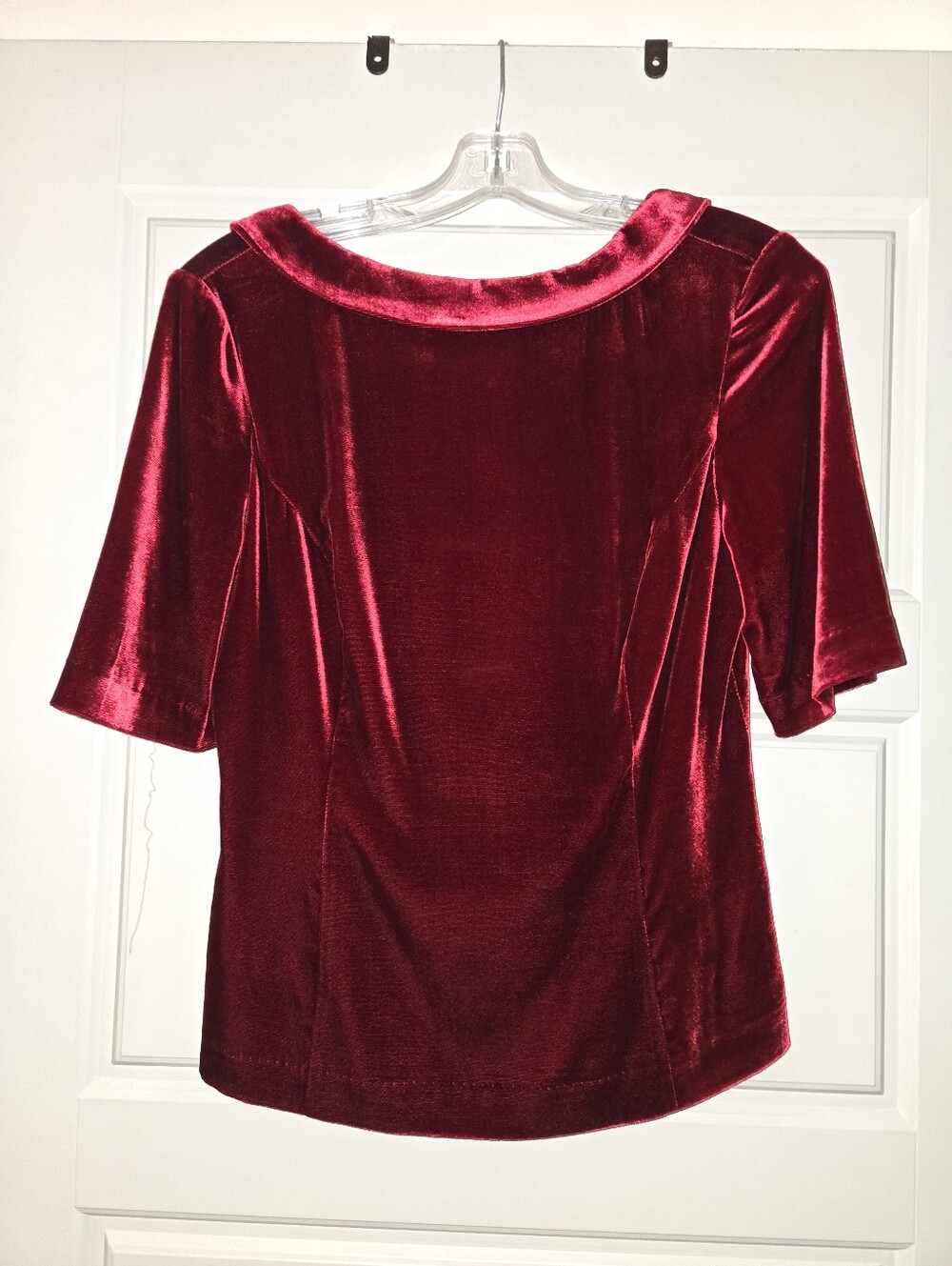 Boden Velvet Red Women's Top - Elegant Short Sleeve